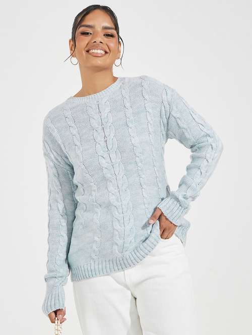 women light blue self-designed pullover - 21518889 -  Standard Image - 0