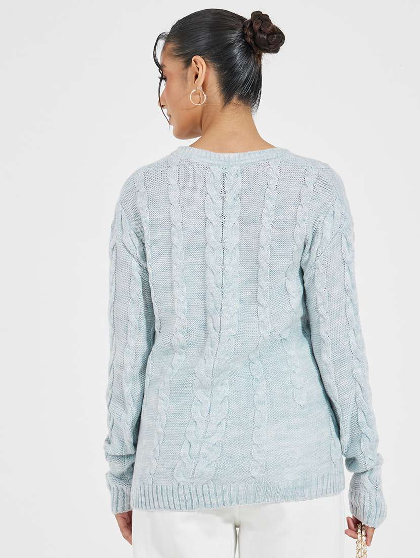 women light blue self-designed pullover - 21518889 -  Standard Image - 1