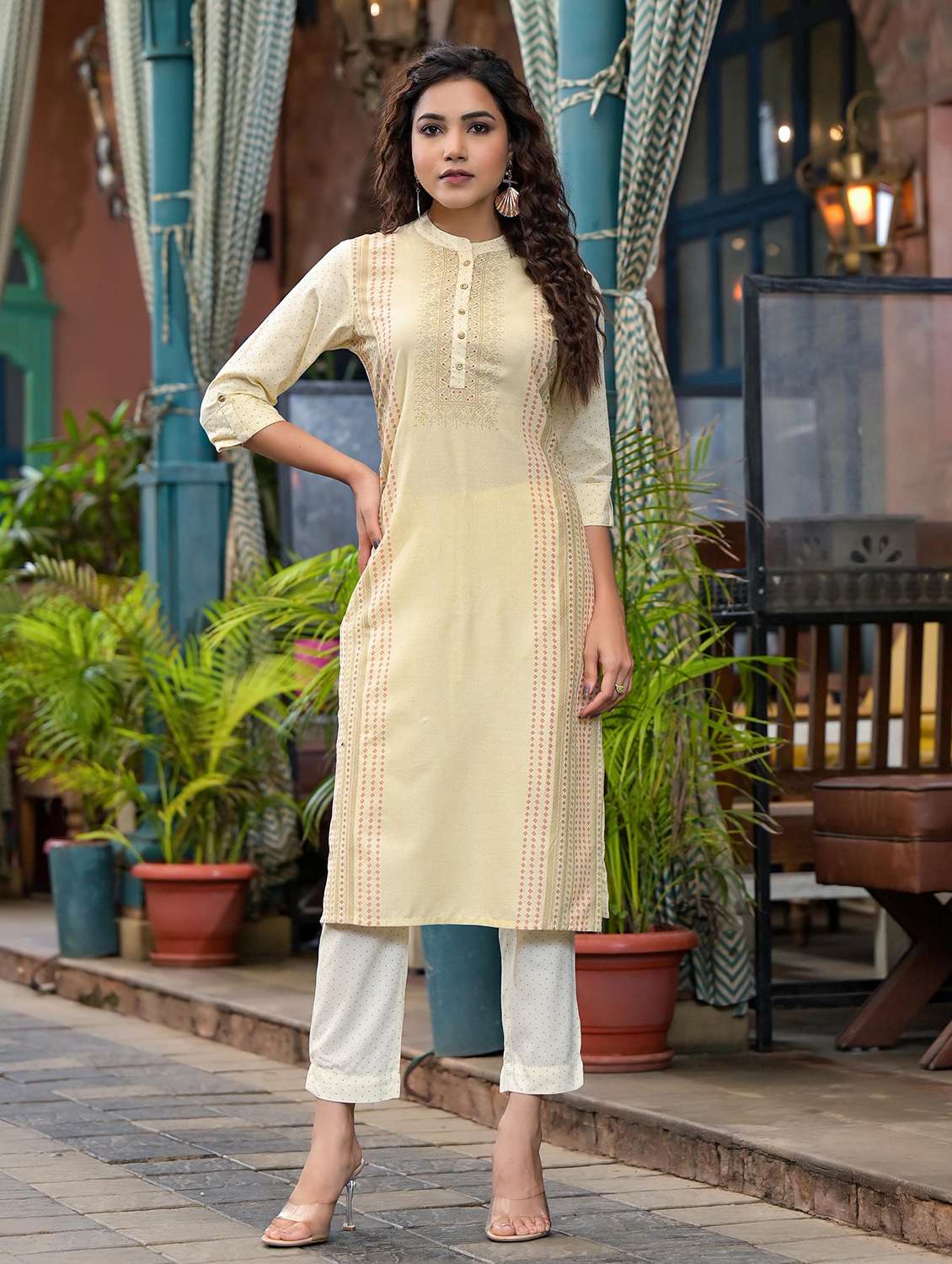 women yellow kurta pant set with dupatta - 21518971 -  Standard Image - 1