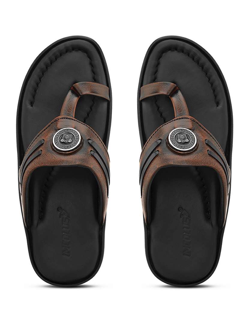 men tan slip on sandal - 21519069 -  Standard Image - 1