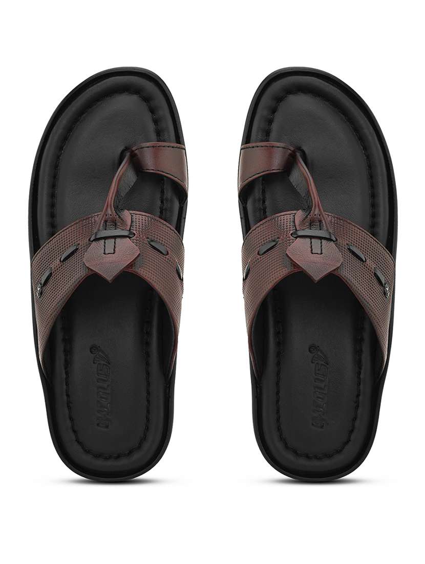 men brown slip on sandal - 21519072 -  Standard Image - 1