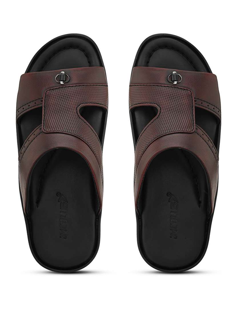 men maroon slip on sandal - 21519075 -  Standard Image - 1
