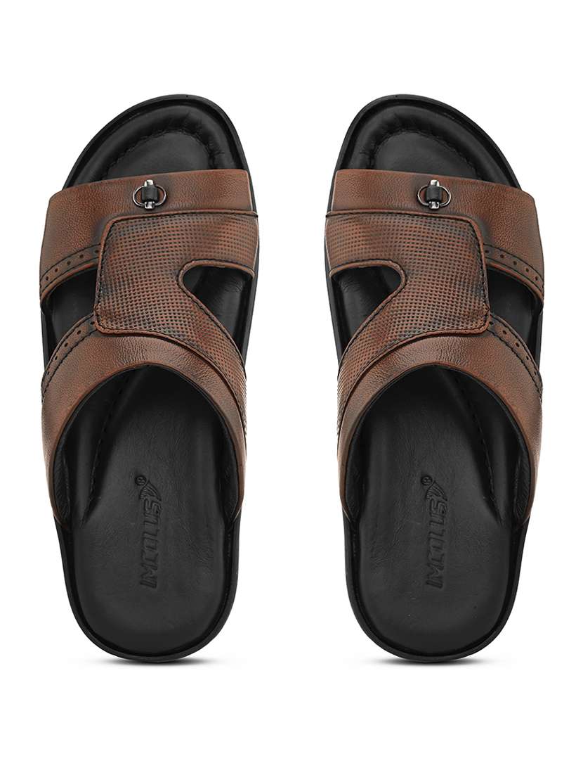 men tan slip on sandal - 21519076 -  Standard Image - 1
