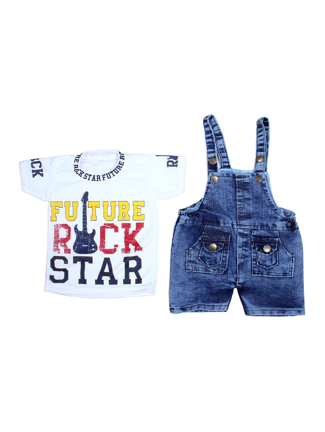 kids printed t-shirt & dungarees - 21519133 -  Standard Image - 4