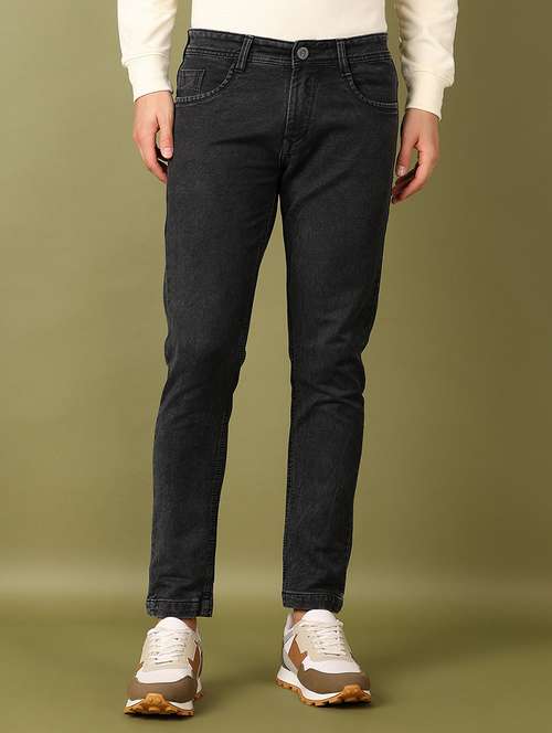 men black solid jeans - 21519206 - Standard Image - 0
