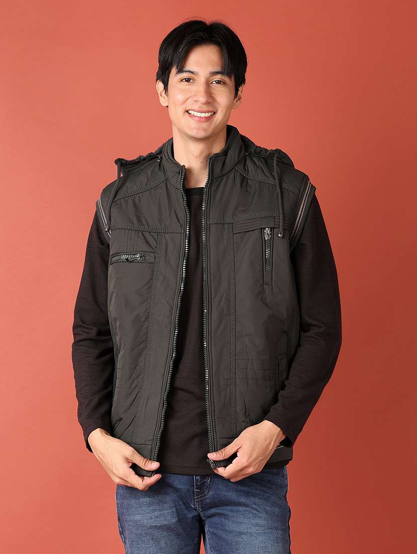 men olive solid bomber jacket