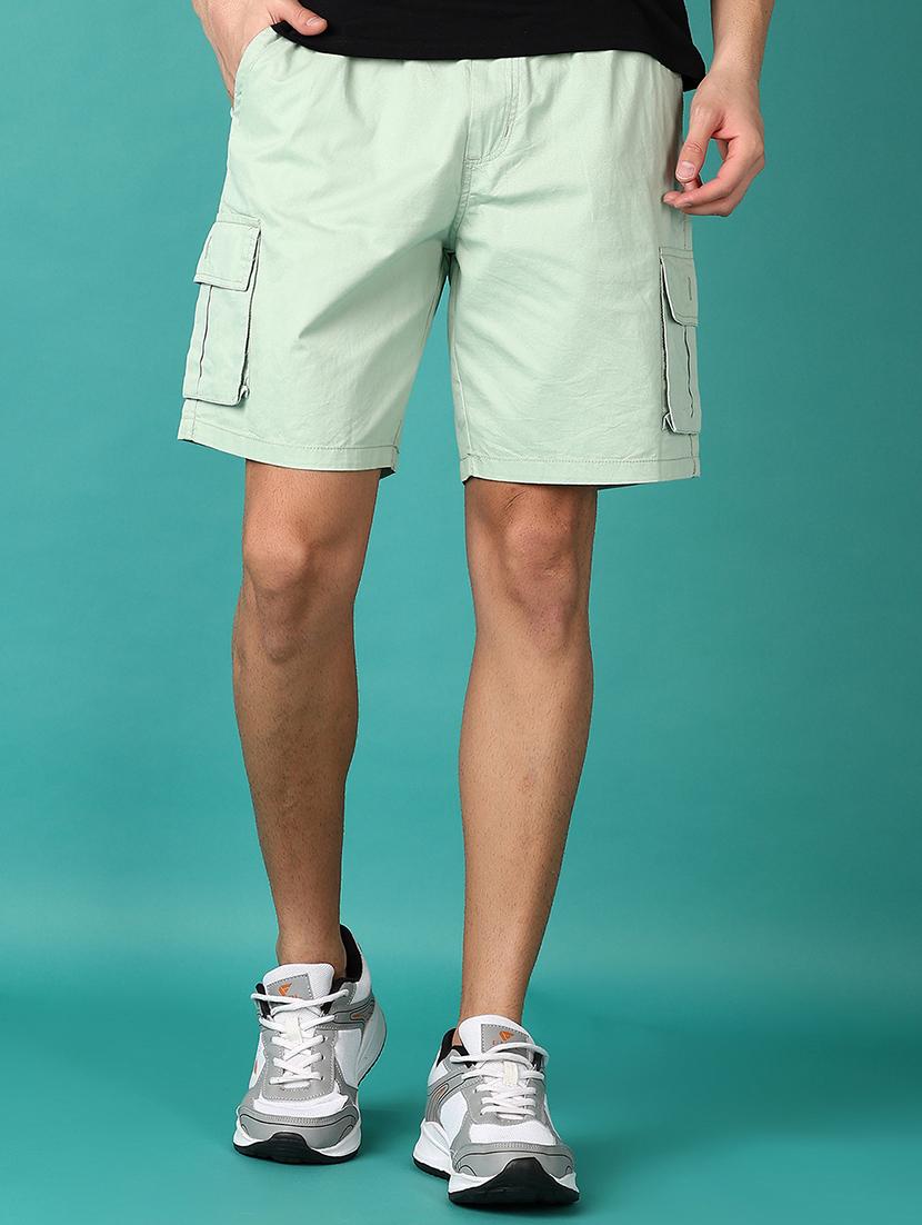 men mid rise solid cargo shorts - 21519216 - Standard Image - 1