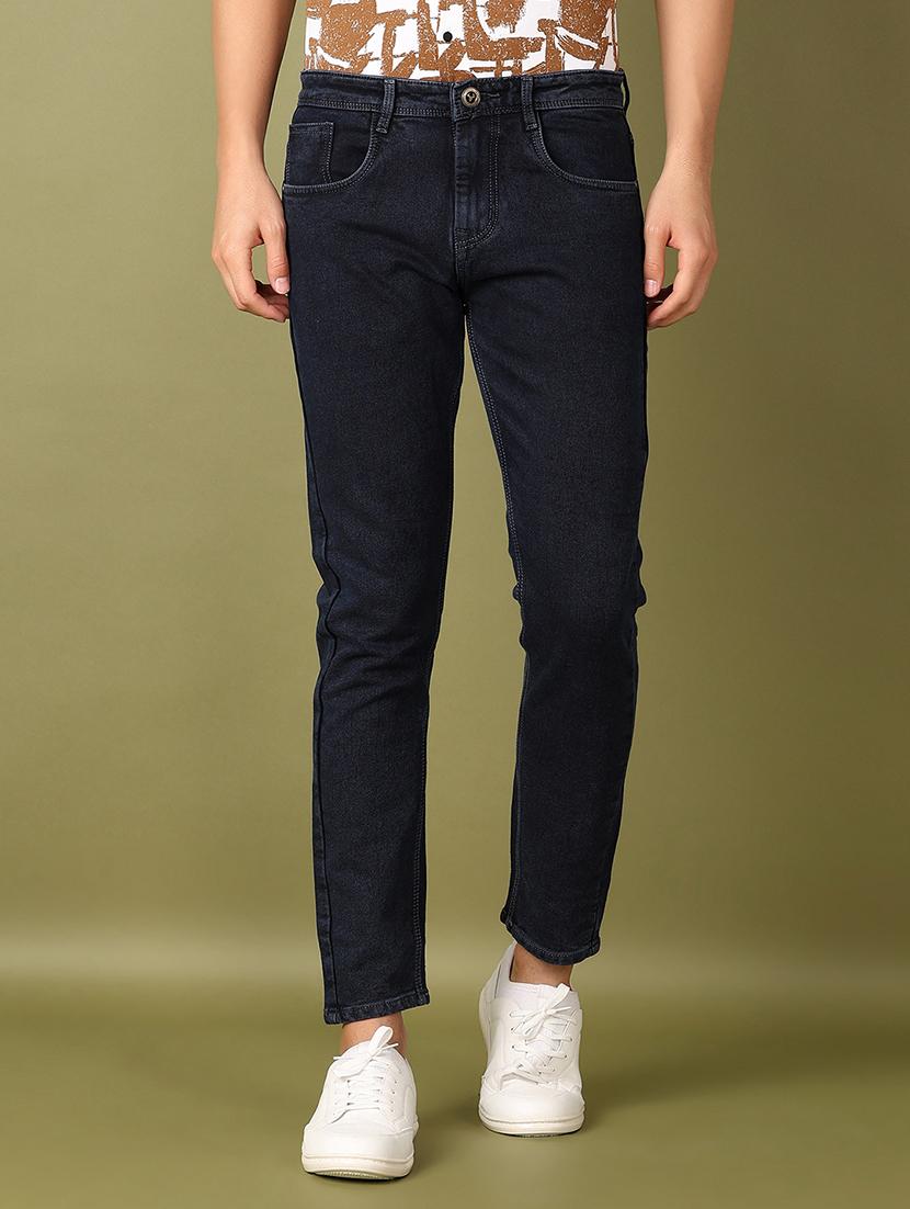 men mid rise plain jeans