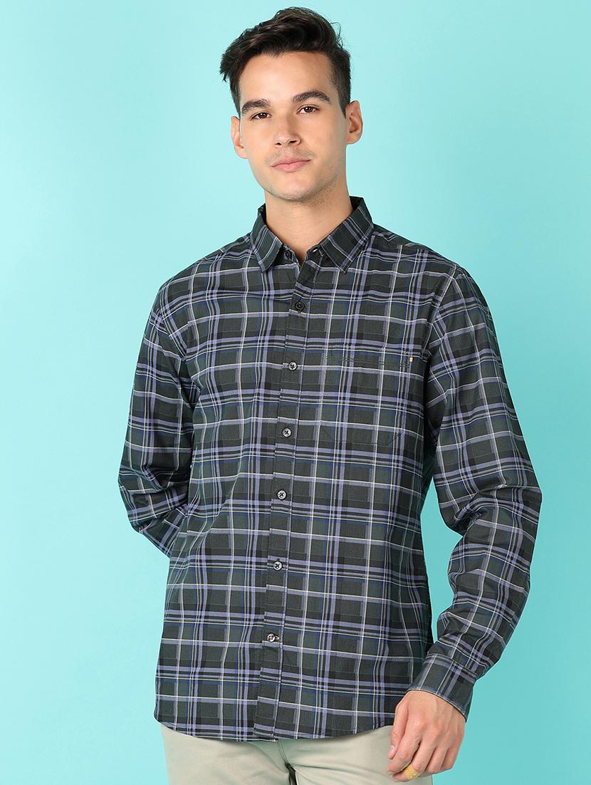 men checks long sleeve casual shirt - 21519233 -  Zoom Image - 0