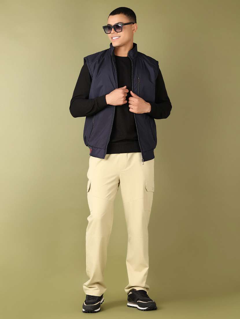 men navy blue solid bomber jacket - 21519276 -  Standard Image - 4