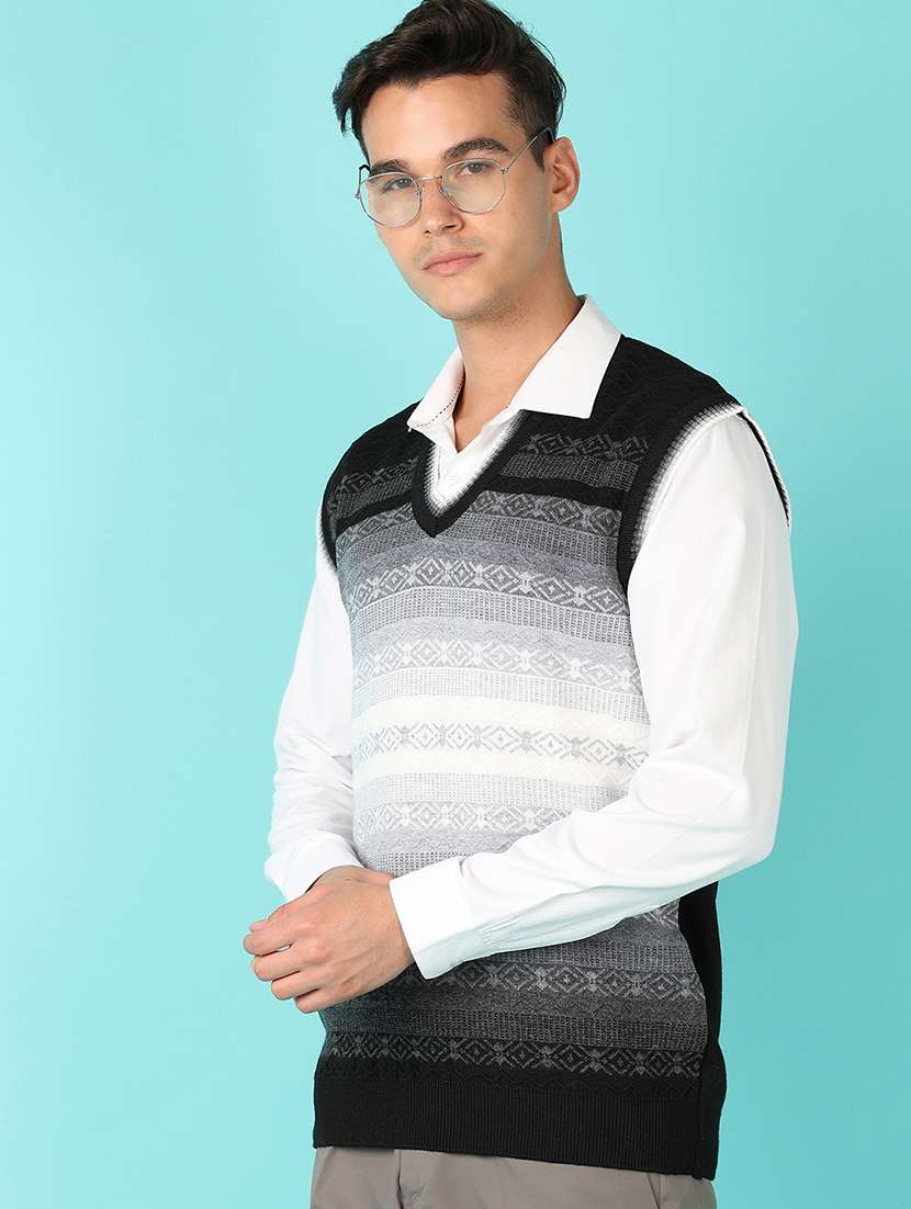 men v-neck self design pullover - 21519291 -  Standard Image - 1