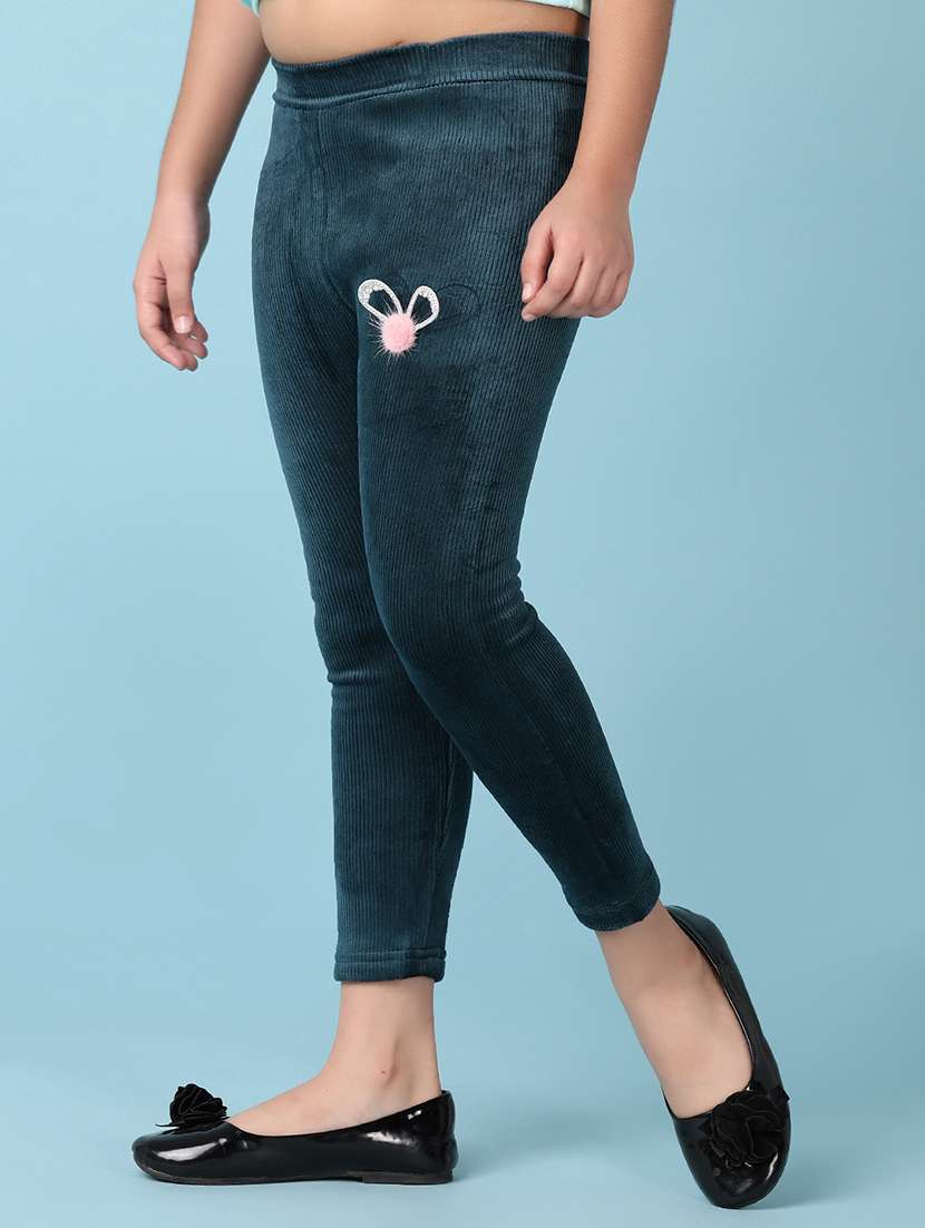 girls blue solid legging - 21519298 -  Standard Image - 1