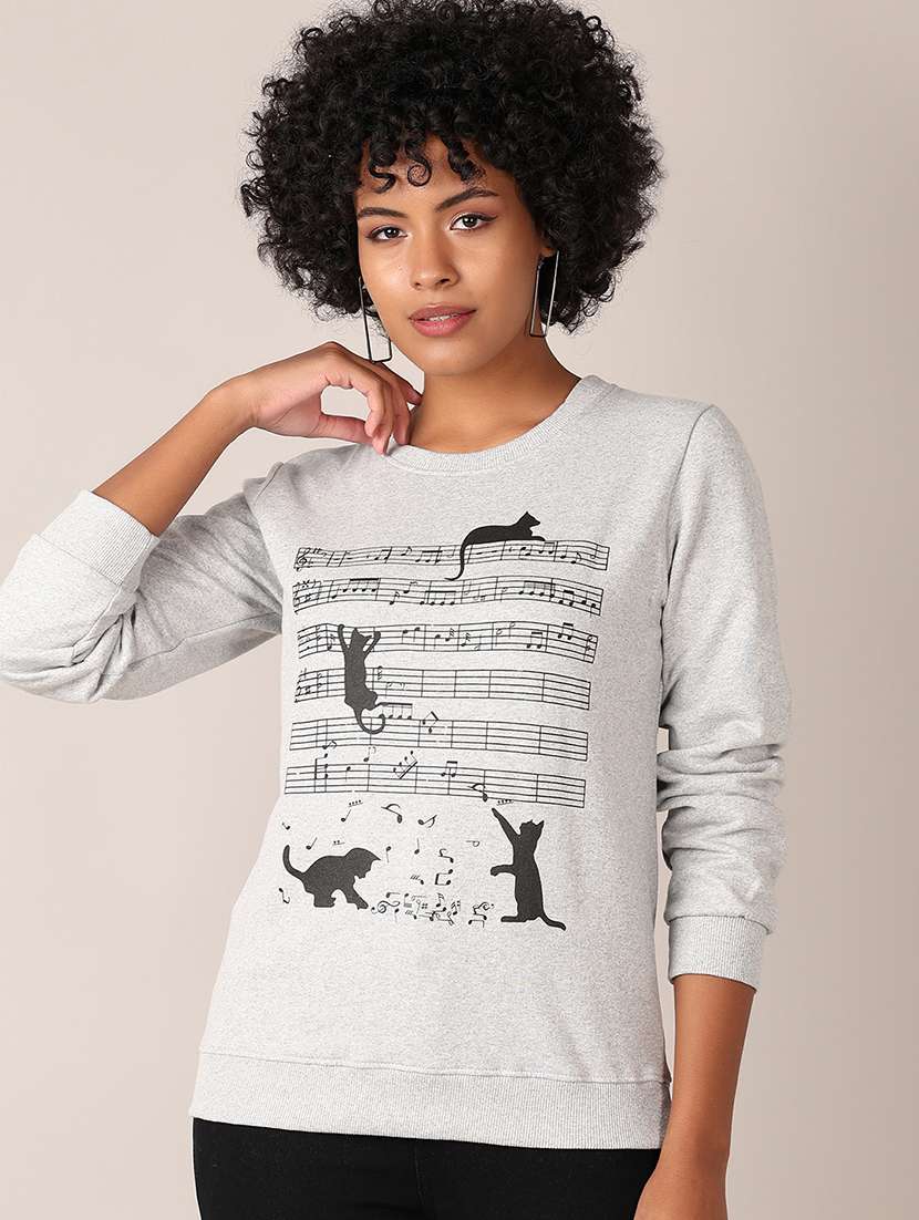 women front print long sleeve sweatshirt - 21519342 -  Standard Image - 1