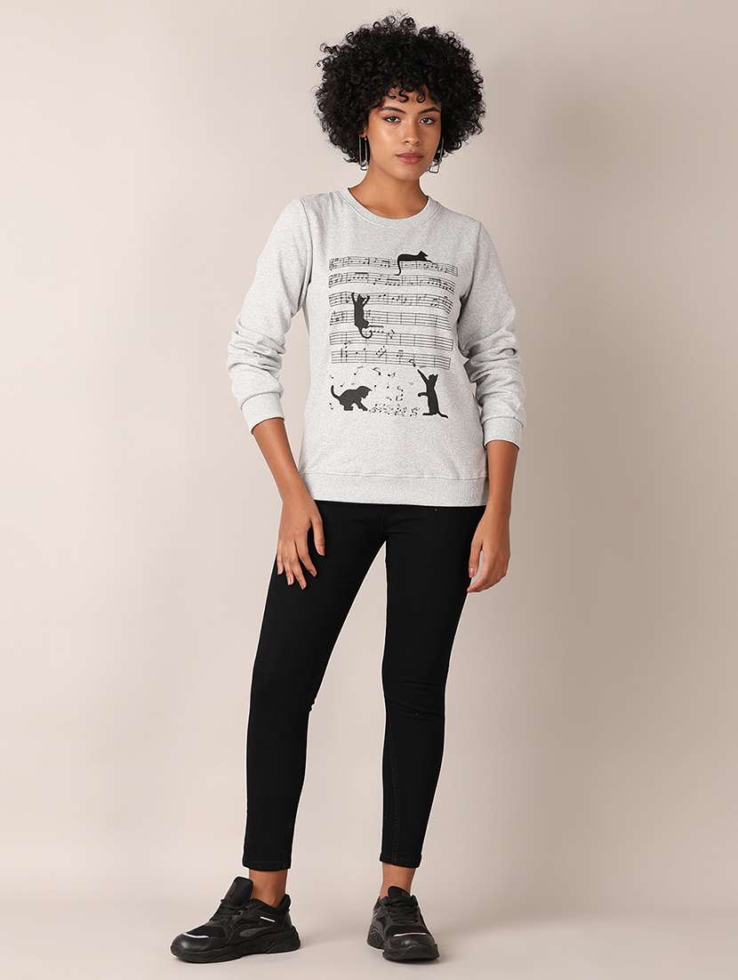 women front print long sleeve sweatshirt - 21519342 -  Standard Image - 4