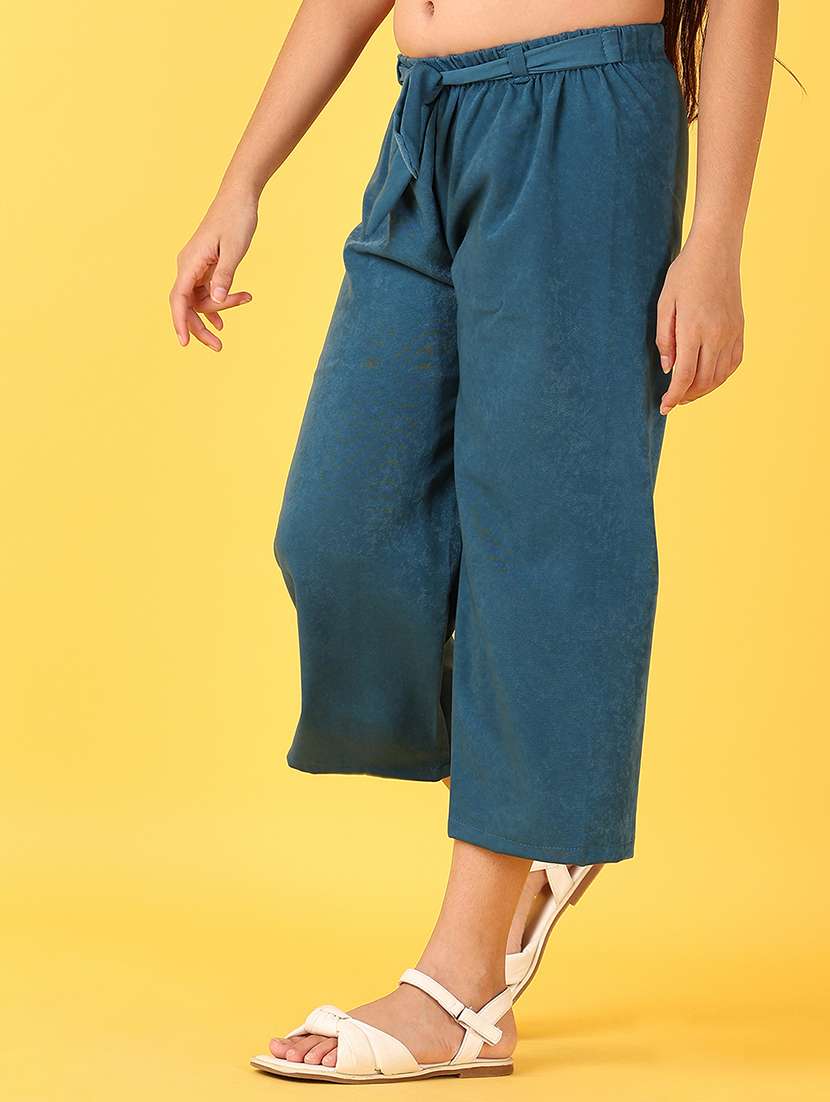 Girls Teal Solid Palazzo - 21519356 -  Standard Image - 1