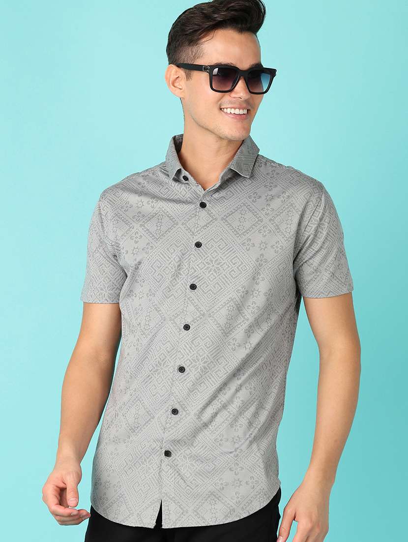 men short sleeves printed casual shirt - 21519362 -  Standard Image - 1