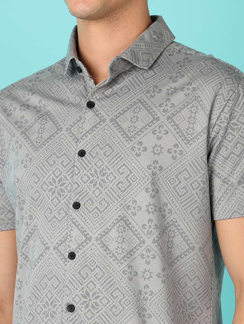 men short sleeves printed casual shirt - 21519362 -  Standard Image - 4