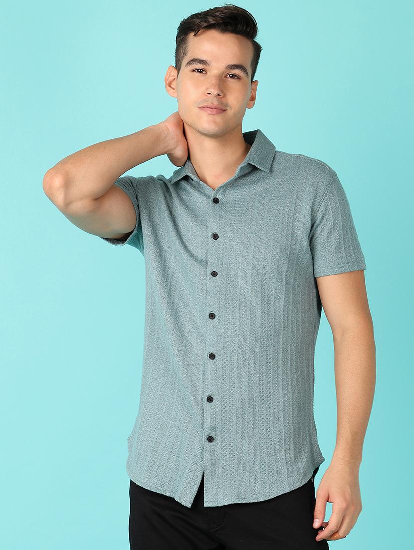 men short sleeves plain casual shirt - 21519365 -  Zoom Image - 0