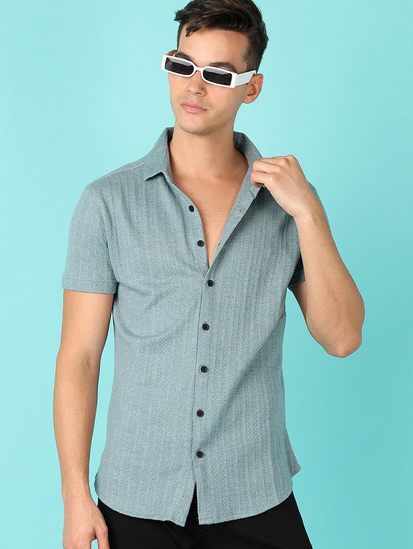 men short sleeves plain casual shirt - 21519365 -  Standard Image - 1