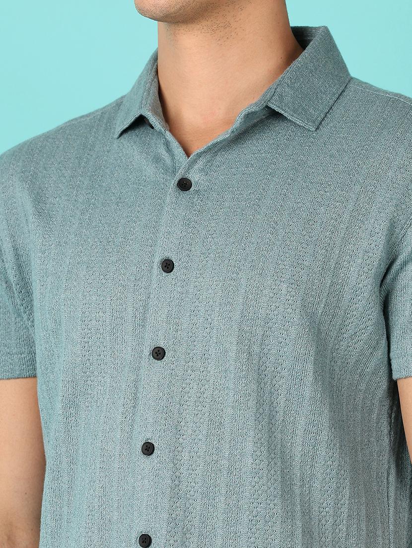 men short sleeves plain casual shirt - 21519365 - Standard Image - 4