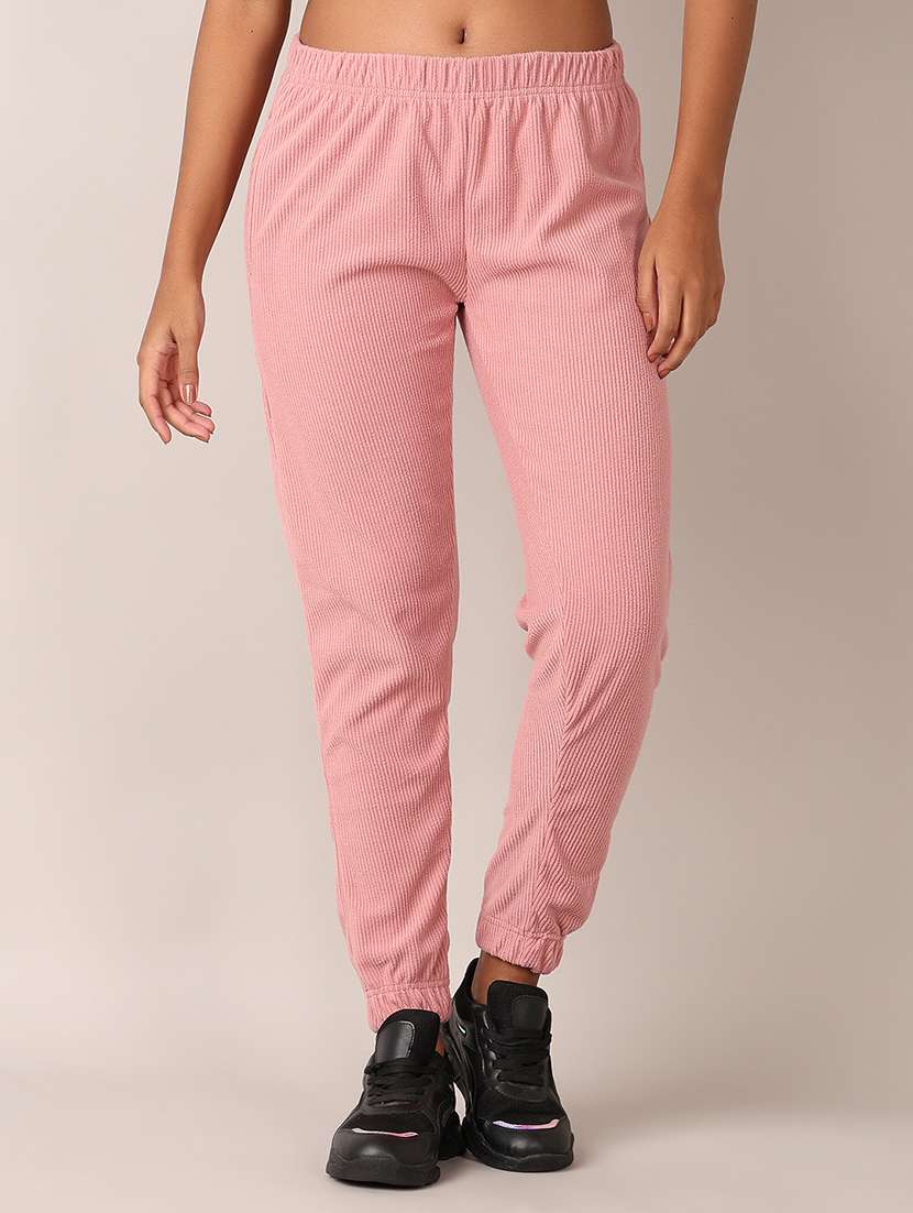 women pink solid joggers