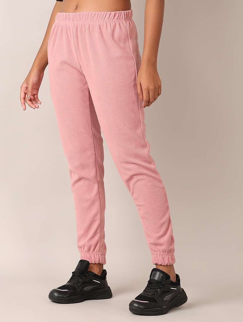 women pink solid joggers - 21519375 -  Standard Image - 1