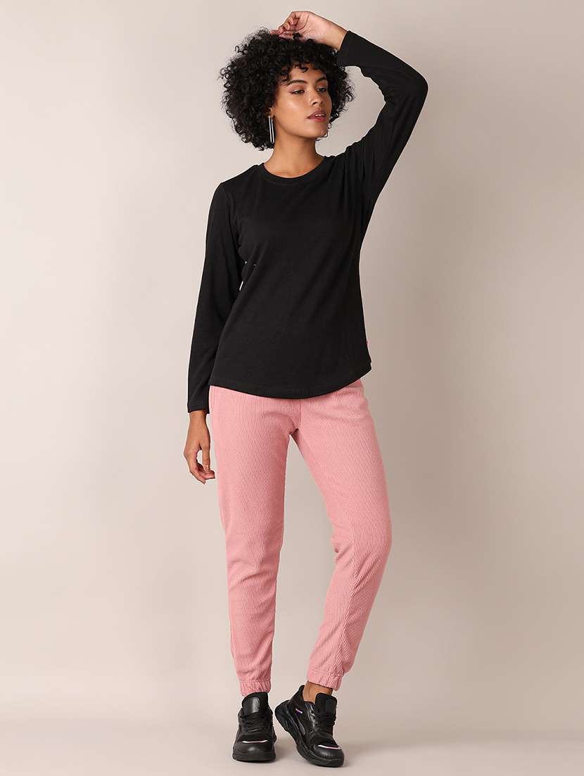 women pink solid joggers - 21519375 -  Standard Image - 4