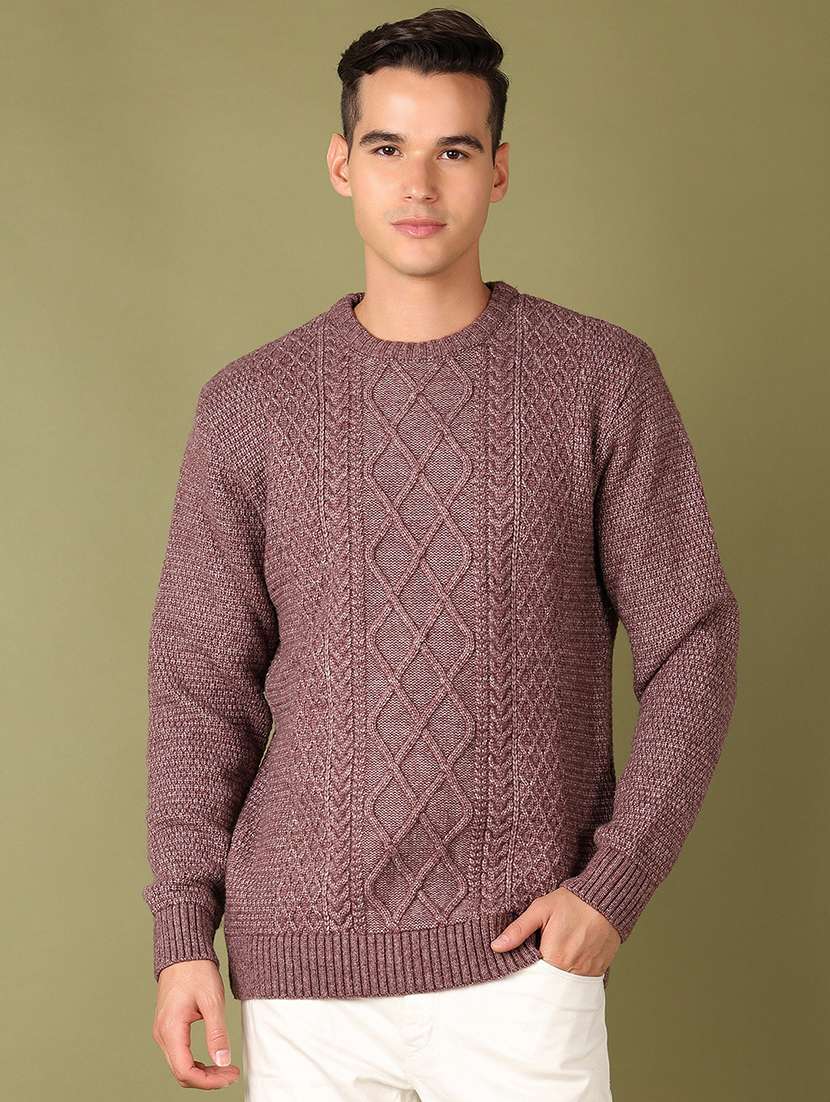 men self design long sleeve regular fit pullover - 21519377 - Standard Image - 1