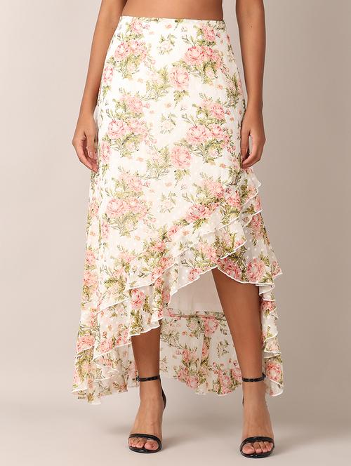 women floral print high rise ruffled skirt - 21519388 - Standard Image - 0