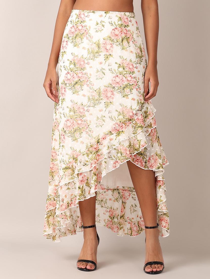 women floral print high rise ruffled skirt - 21519388 - Zoom Image - 0