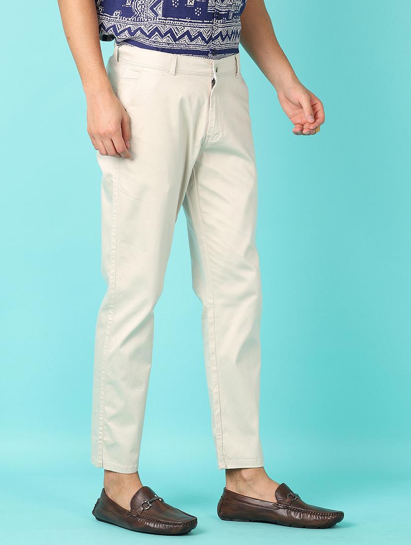 men solid regular fit chinos casual trouser - 21519412 - Standard Image - 1