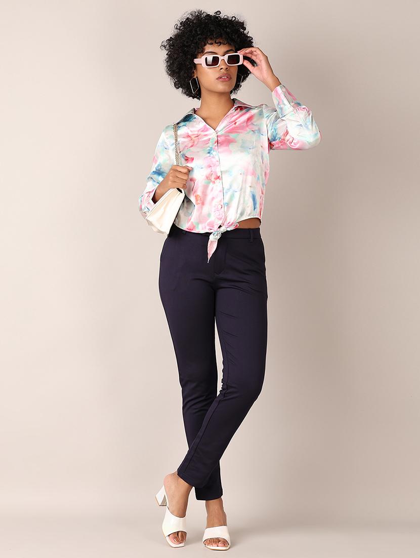 women printed collared crop shirt - 21519421 -  Standard Image - 4