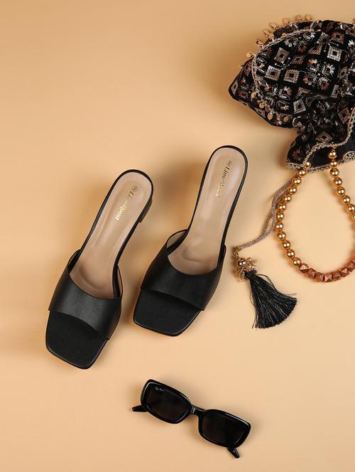 women black textured block heel sandals - 21519437 - Standard Image - 0
