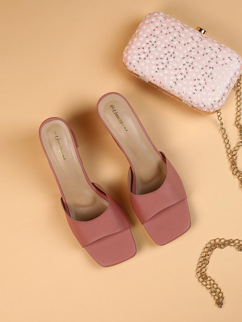 women mauve textured block heel sandals - 21519438 -  Zoom Image - 0