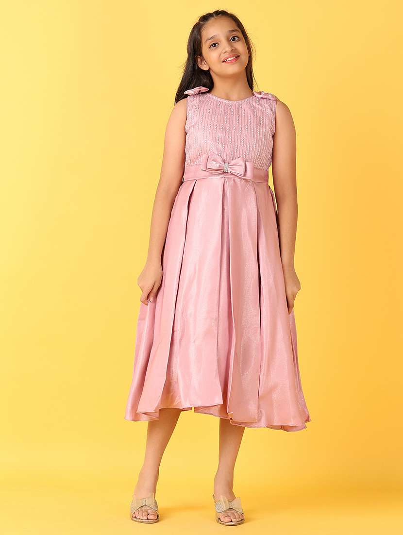 girls pink embroidered sleeveless frock