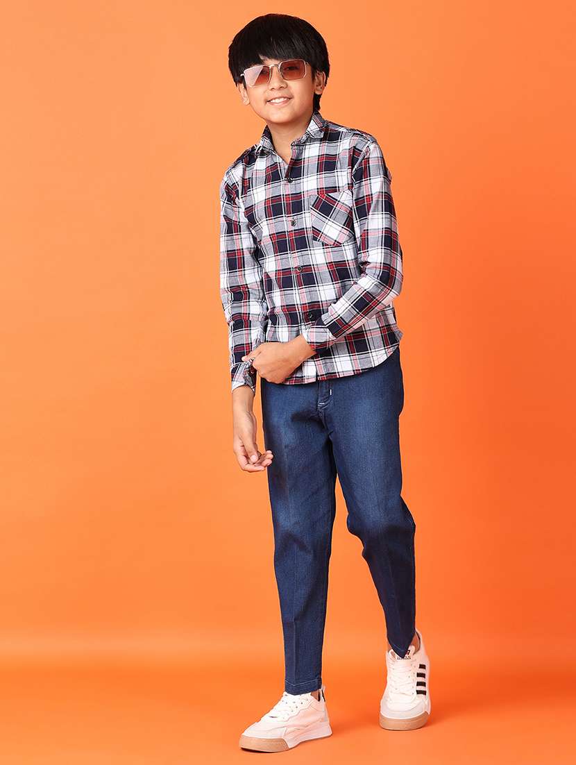 boys checkered casual wear full length set - 21519457 -  Standard Image - 1