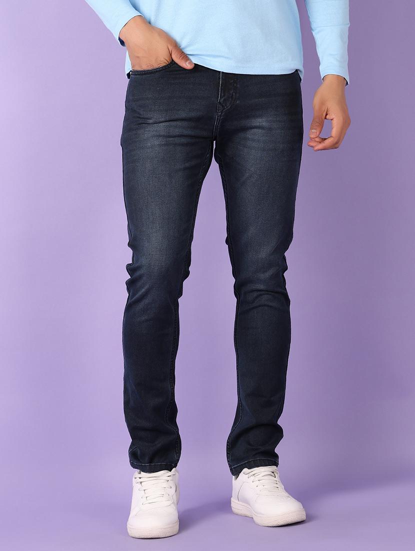 men solid mid rise slim fit jean