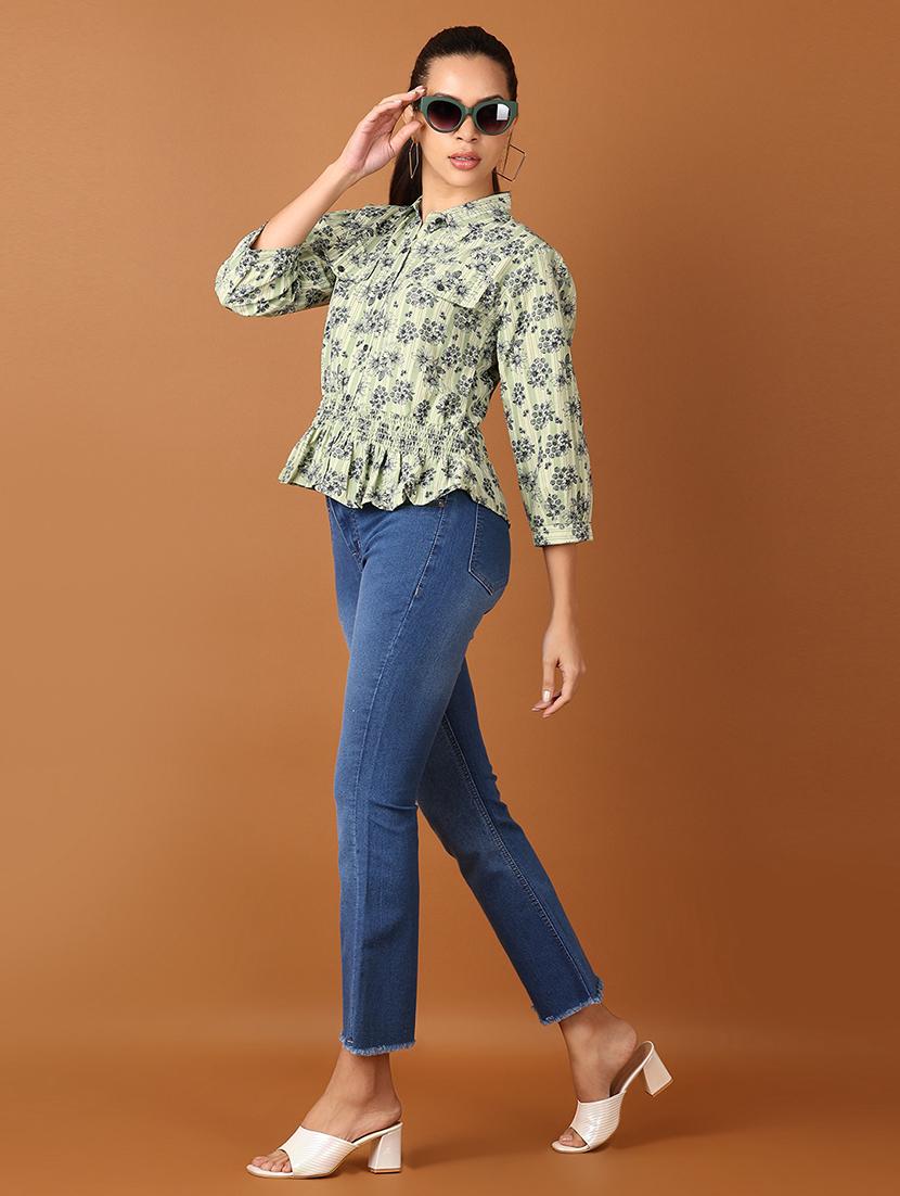 women floral printed shirt collar neck regular top - 21519497 - Standard Image - 4