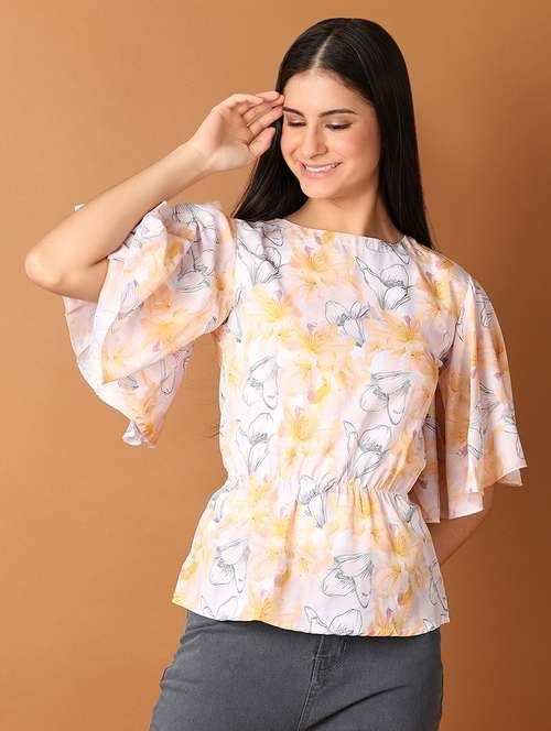 women floral printed round neck top - 21519516 - Standard Image - 0