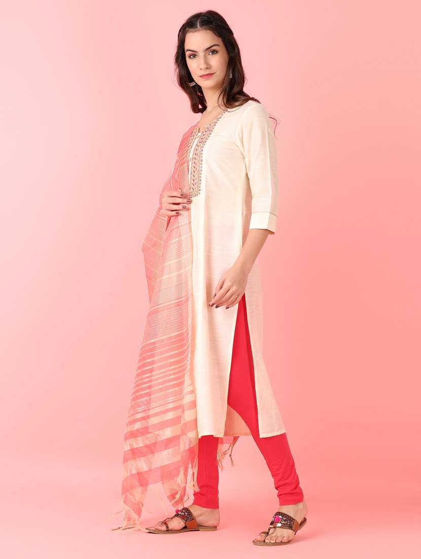 women peach striped dupatta - 21519558 -  Standard Image - 1