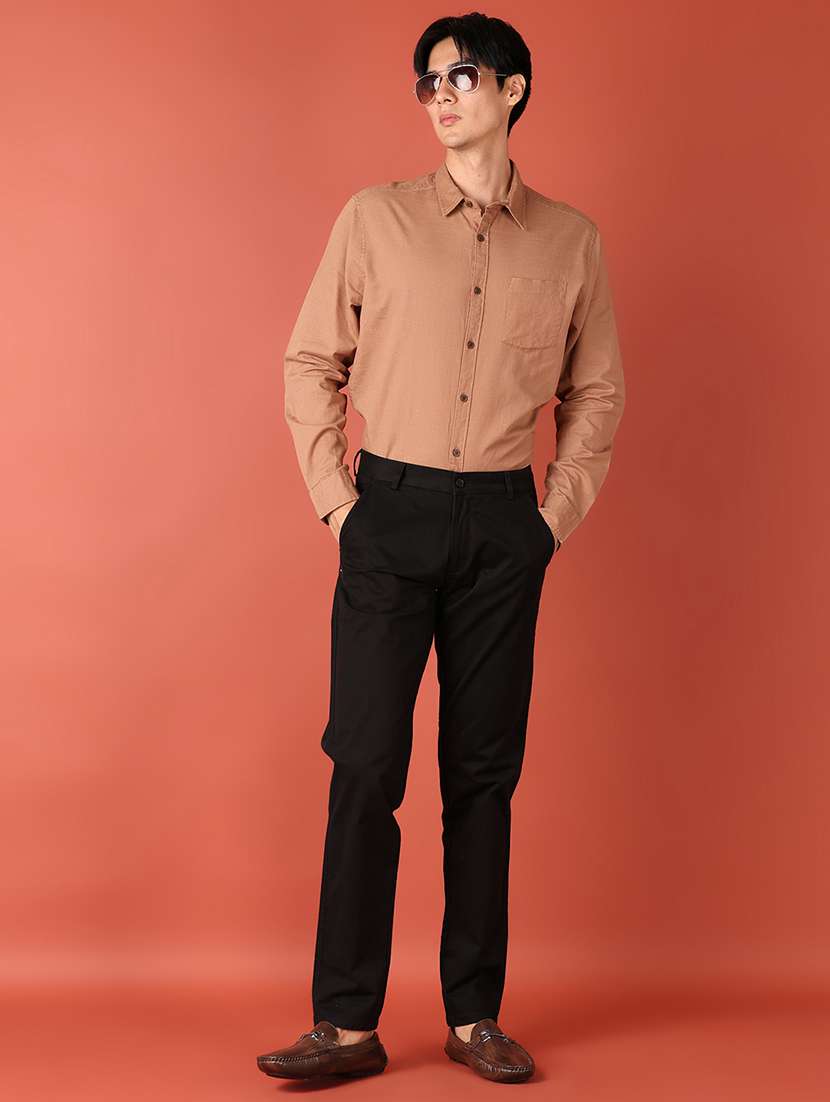 men black solid chinos casual trouser - 21519661 -  Standard Image - 4