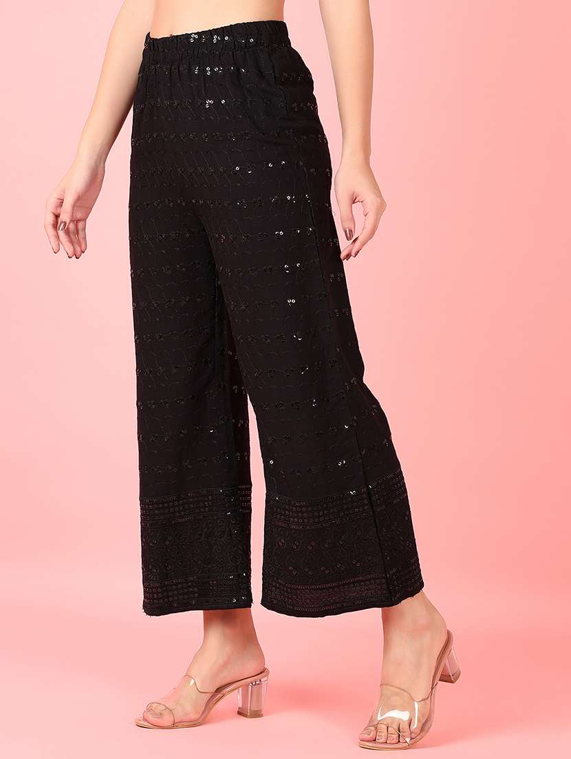 women black embroidered palazzo - 21519746 -  Standard Image - 1
