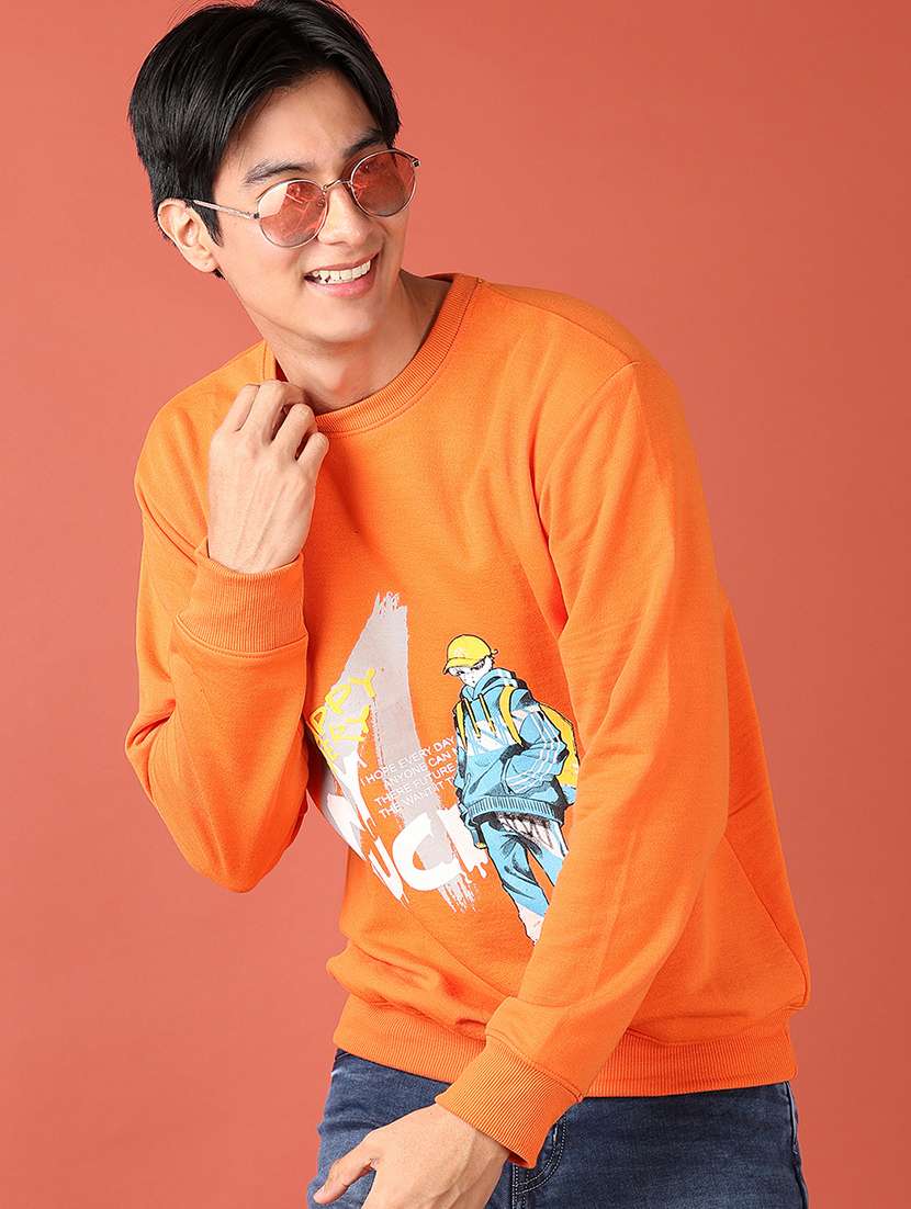 men front print round neck sweatshirt - 21519752 -  Standard Image - 1