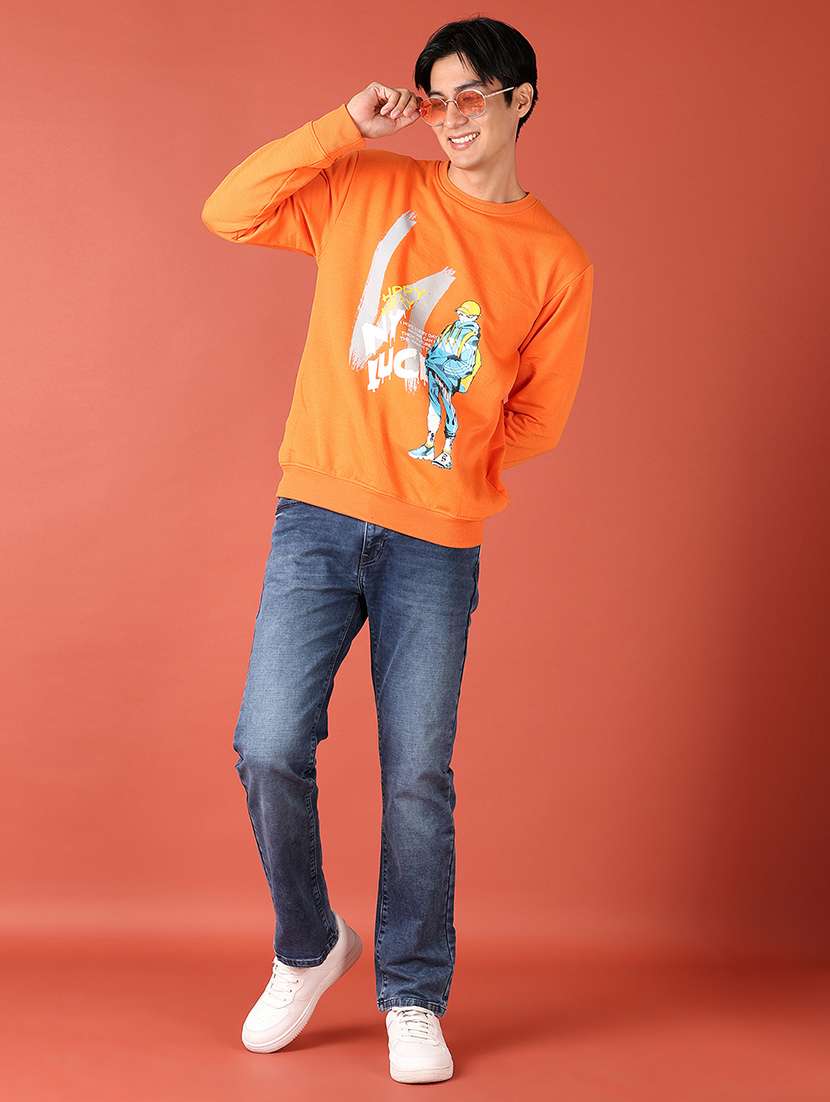 men front print round neck sweatshirt - 21519752 -  Standard Image - 4