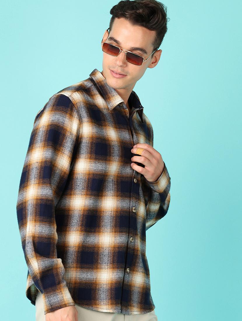 men checks long sleeve casual shirt - 21519755 -  Standard Image - 1