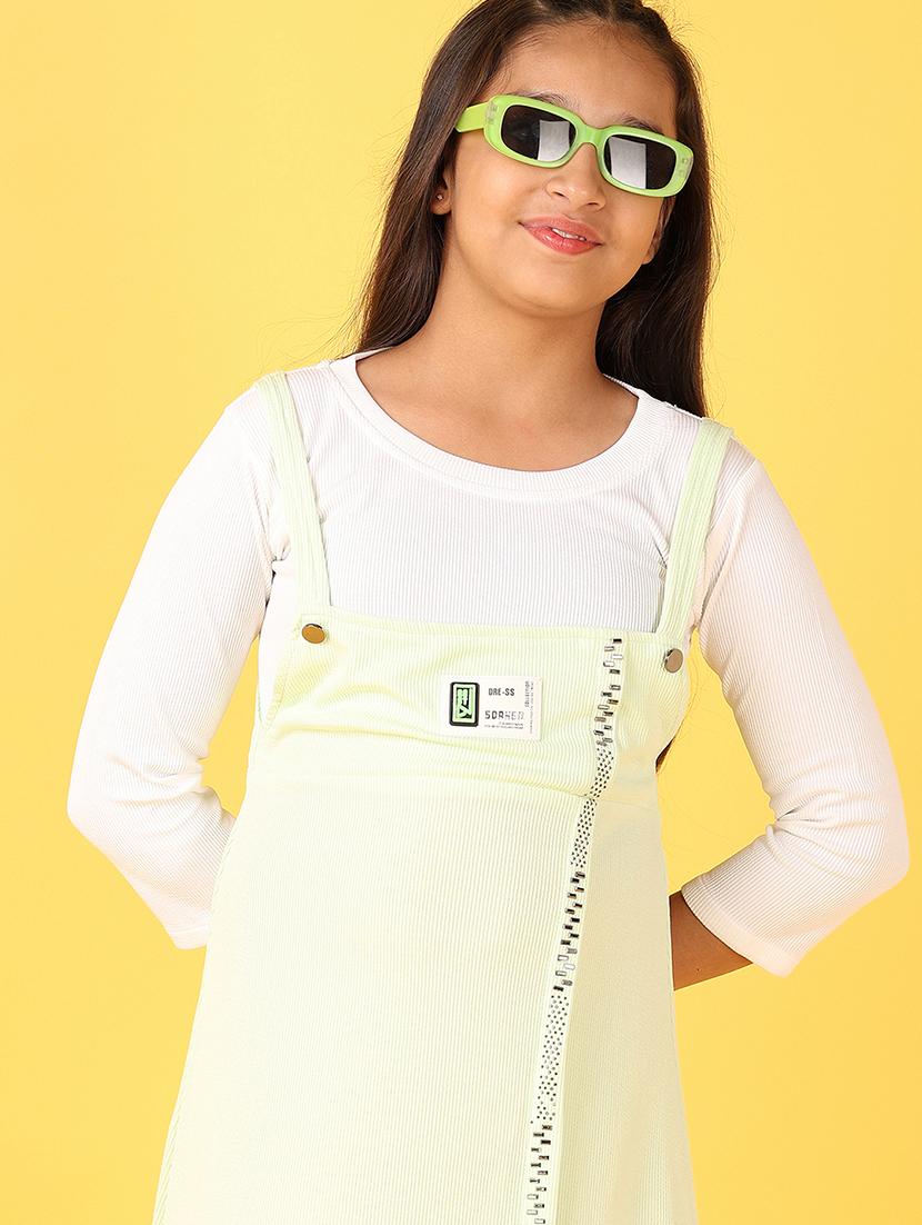 girls solid round neck a-line dress - 21519770 - Standard Image - 4