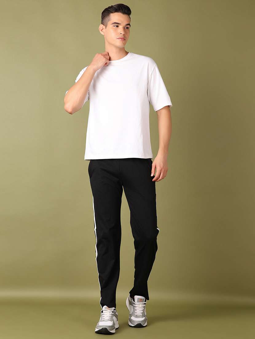 men mid rise side taped full length track pant - 21519773 -  Standard Image - 4