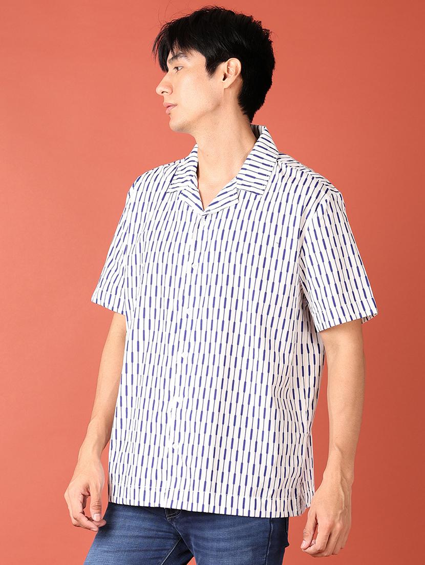 men stripes short sleeves casual shirt - 21519809 - Standard Image - 1