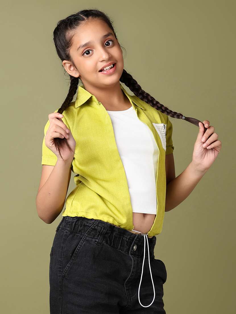 girls green solid short sleeve top - 21519822 -  Standard Image - 1