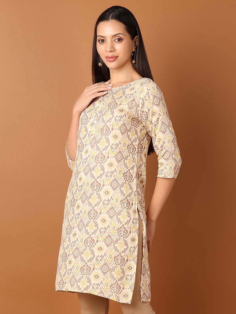 women three quarter sleeve straight kurta - 21519880 -  Standard Image - 1